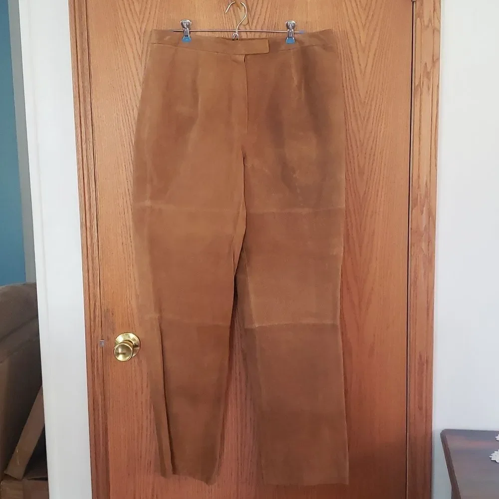 NWT St John's Bay Tan Suede Leather Pants Sz 18